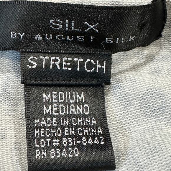 Silx By August Silk Cardigan Sweater Size M Gray Black Leopard MISSING BUTTON - Picture 7 of 9